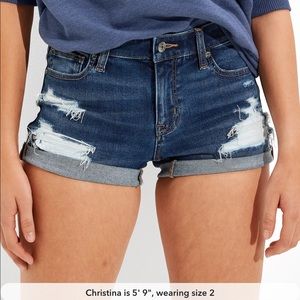 NWOT: American Eagle Distressed Denim Shorts - Next Level Stretch, Size 0